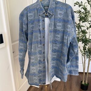 Woolrich Vintage Blue Patterned Men's Shirt Jacket